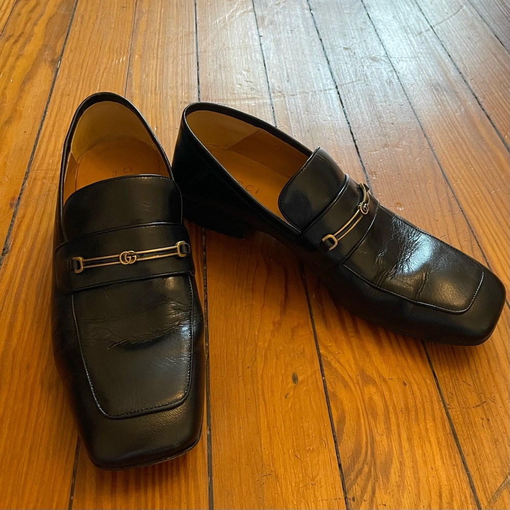 Gucci Loafers GG Logo Interlocking G Black Leather